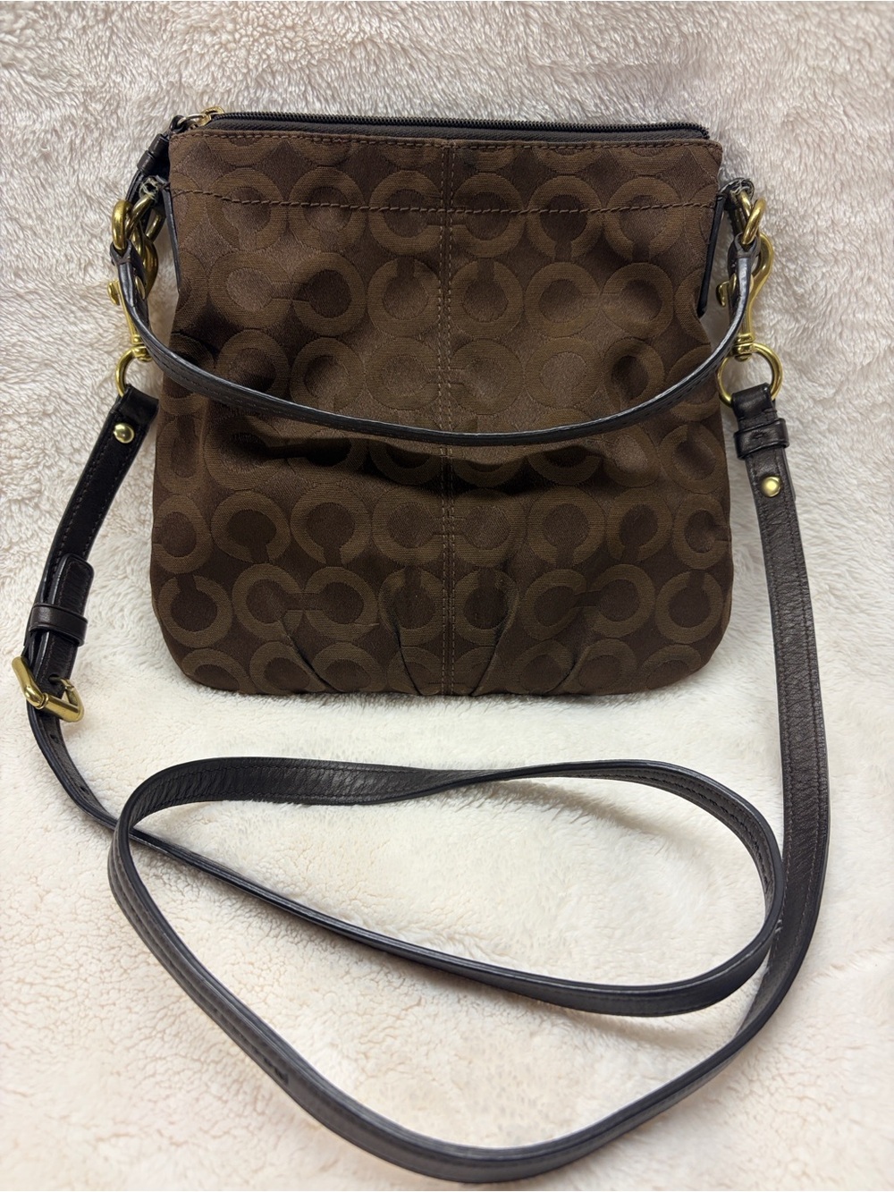 Coach Dark Brown Signature Logo Crossbody Bag